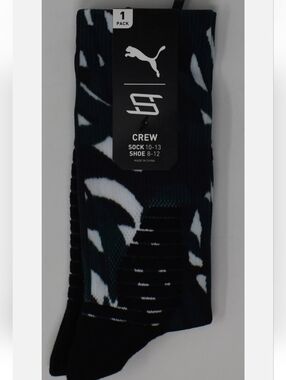 NWT Men's Puma Crew Socks in Black and White Camo